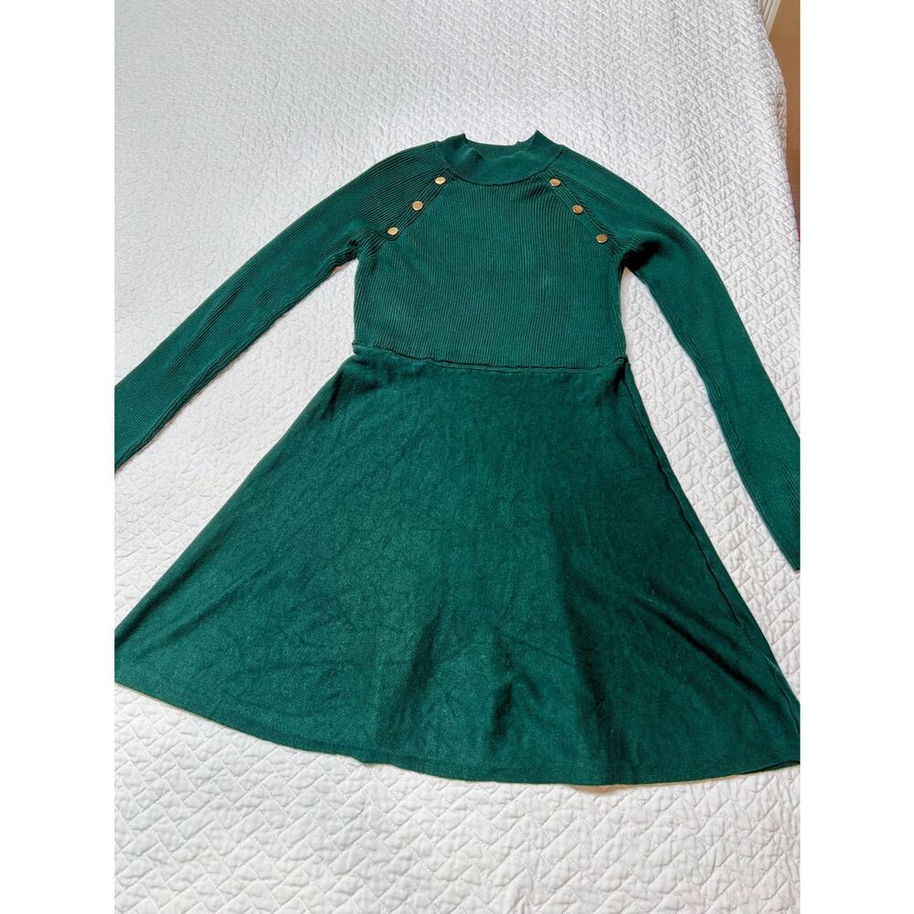 IN Girl -Girls Beautiful “Rich Hunter Green” long sleeve sweater like dress(16)